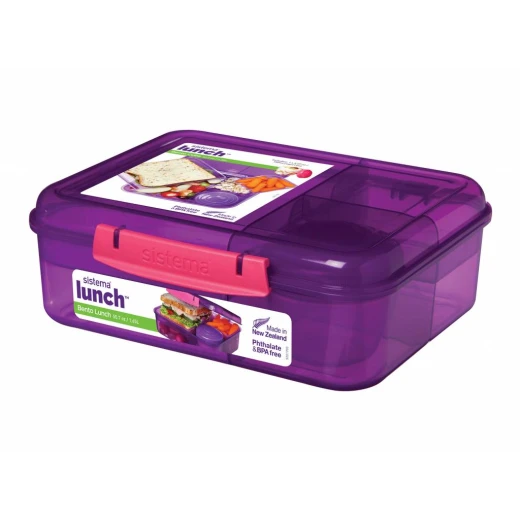 Sistema Bento Colored Lunch Box 1.65L - Purple Sistema Bento Colored Lunch Box 1.65L - Purple