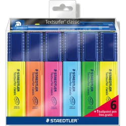 Staedtler Textsurfer Classic 364 Highlighter Set 6 colors with handle