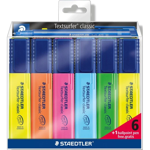 Staedtler Textsurfer Classic 364 Highlighter Set 6 colors with handle Staedtler Textsurfer Classic 364 Highlighter Set 6 colors with handle
