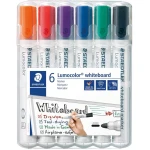STAEDTLER 351 Lumocolour Whiteboard Marker with Bullet Tip - Assorted Colours, Pack of 6 - Staedtler