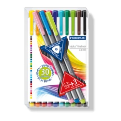 Staedtler Triplus Fineliner Pen - Pack of 10+3 Free, Multicolor