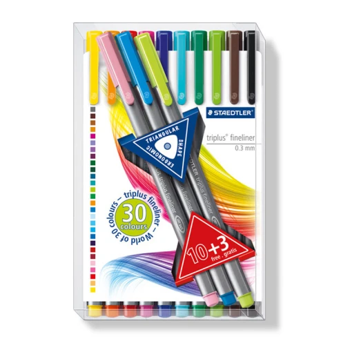 Staedtler Triplus Fineliner Pen - Pack of 10+3 Free, Multicolor Staedtler Triplus Fineliner Pen - Pack of 10+3 Free, Multicolor