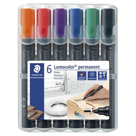 Staedtler LumoColour Permanent Marker with Bullet Tip, Pack of 6 - Staedtler - Image 2