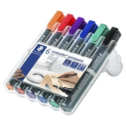 Staedtler LumoColour Permanent Marker with Bullet Tip, Pack of 6