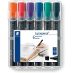 Staedtler LumoColour Permanent Marker with Chisel Tip, Pack of 6 - Staedtler