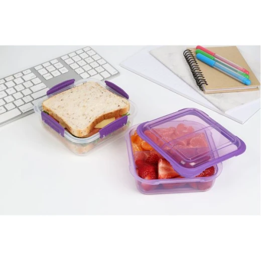 Sistema To Go Rectangle Lunch Stack Box, 1.24L - Pink - Sistema - Image 2