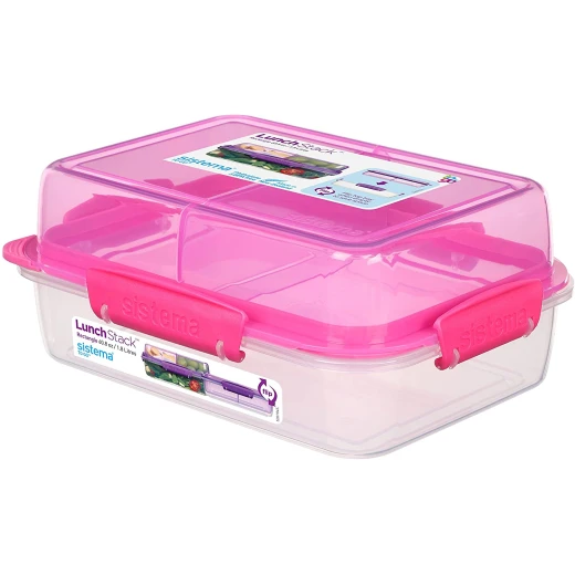 Sistema To Go Rectangle Lunch Stack Box, 1.8L - Pink Sistema To Go Rectangle Lunch Stack Box, 1.8L - Pink