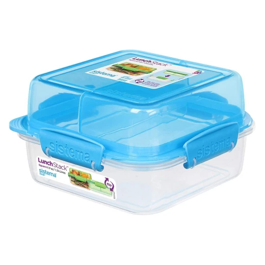 Sistema To Go Rectangle Lunch Stack Box, 1.24L - Blue Sistema To Go Rectangle Lunch Stack Box, 1.24L - Blue
