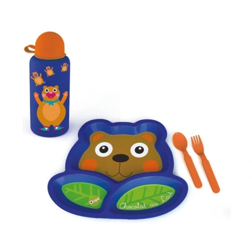 Oops Children's Ware Food Set, Bear Design, Blue Color Oops Children's Ware Food Set, Bear Design, Blue Color