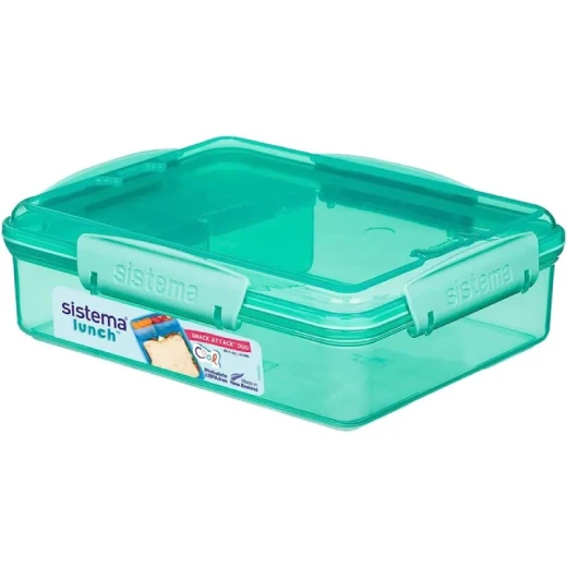 Sistema Lunch Snack Attack Duo, 975 ml, Assorted Colours - Green Sistema Lunch Snack Attack Duo, 975 ml, Assorted Colours - Green