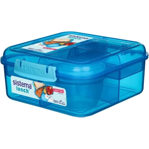 Sistema Bento Cube Colored Lunch Box, 1.25L - Blue Sistema Bento Cube Colored Lunch Box, 1.25L - Blue