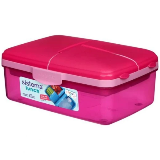 Sistema Lunch Slimline Quaddie, 1.5 L - Pink Sistema Lunch Slimline Quaddie, 1.5 L - Pink