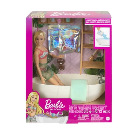 Barbie | Doll & Bathtub Playset - Confetti Soap & Accessories - Blonde
