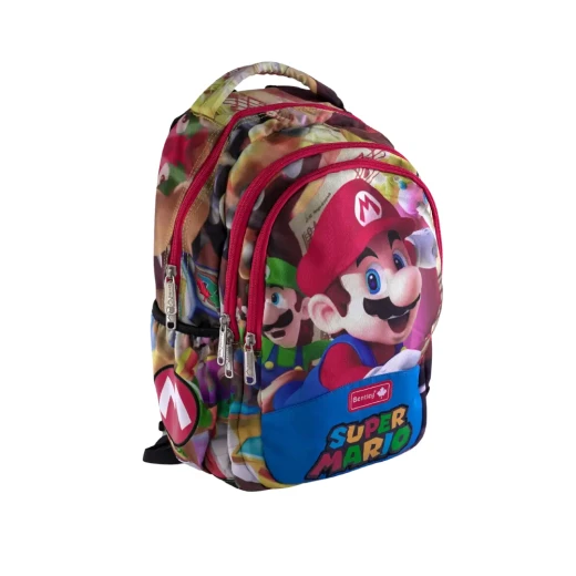 Bentley Super Mario Design 3 Zippers Backpack Bentley Super Mario Design 3 Zippers Backpack