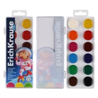Erich Krause, Watercolor, 12 colors, honey, with UV brightness protection, without brush, plastic box, euro-hanger,