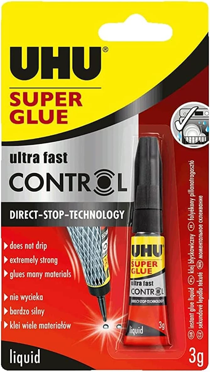 UHU Super Glue Control Extremely fast and strong liquid 3ML