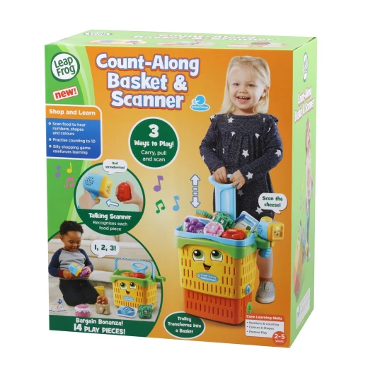 LeapFrog Count-Along Basket & Scanner, Roleplay Toy for Children, Interactive Learning Toy for Pretend Play, Play Set with Food, Shapes and Colours,