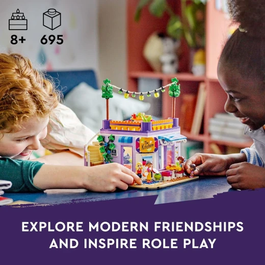 LEGO Friends Heartlake City Community Kitchen 41747 Pretend Building Toy Set, Creative Fun for Boys and Girls Ages 8+, with 3 Mini-Dolls, 1 Micro-Doll, a Pet Cat and Lots of Kitchen Accessories - LEGO - Image 6