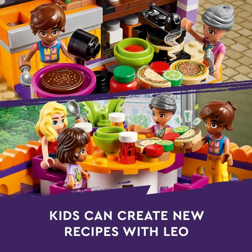 LEGO Friends Heartlake City Community Kitchen 41747 Pretend Building Toy Set, Creative Fun for Boys and Girls Ages 8+, with 3 Mini-Dolls, 1 Micro-Doll, a Pet Cat and Lots of Kitchen Accessories - LEGO - Image 3