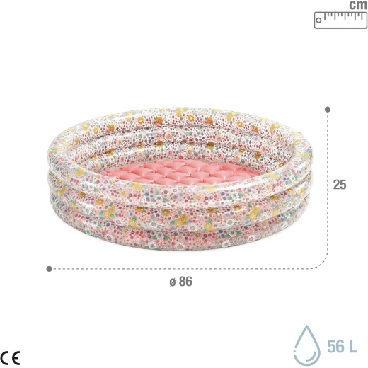 Intex Sweet Blossom Inflatable Baby Pool 86 × 25 cm, 56L Capacity Floral Design with Soft Inflatable Bottom For Ages 1–3 Includes Repair Patch - Intex - Image 3