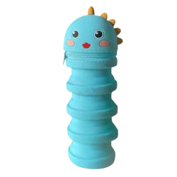 Collapsible Dinosaur Water Bottle for Kids Flexible Silicone Design, Lightweight &amp; Leak-Resistant Bright Colors with Storage Space for School Supplies