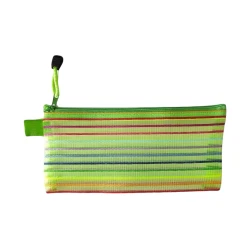 Mesh Pencil Case Compact &amp; Portable with Sturdy Zipper Closure, Green Ideal for School, Office, and Home Use