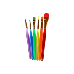 Multicolored Paintbrush Set 6 Brushes with Colored Handles, Various Shapes &amp; Sizes for Acrylic, Oil &amp; Watercolor Painting