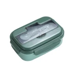 Lunch Box 1100ml Reusable Divided Container with 2 Compartments Leakproof Bento Boxes with Cutlery for Kids and Adults for School, Work and Travel (Green) - Stoys