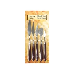 Artist Palette Knife Set 5-Piece Painting Knives with Wooden Handles Assorted Shapes for Acrylic, Oil &amp; Mixed Media Stainless Steel Blades Art Tools with Transparent Storage Case