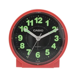 Casio TQ-369-1DF Small Alarm Clock, Compact Black Travel Clock, Precise Time Setting, Clear Display, Battery Included, Durable Plastic Design