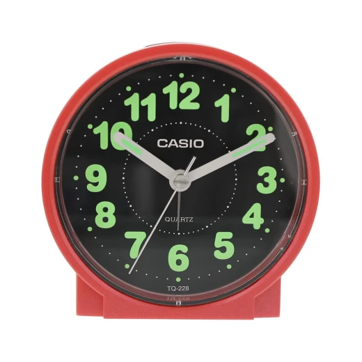 Casio TQ-369-1DF Small Alarm Clock, Compact Black Travel Clock, Precise Time Setting, Clear Display, Battery Included, Durable Plastic Design