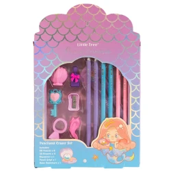 Little Tree Stationery Set Ocean Princess Theme | HB Pencils, 3D Erasers, Sharpener, Ruler &amp; Grip | Fun &amp; Colorful School Supplies for Kids