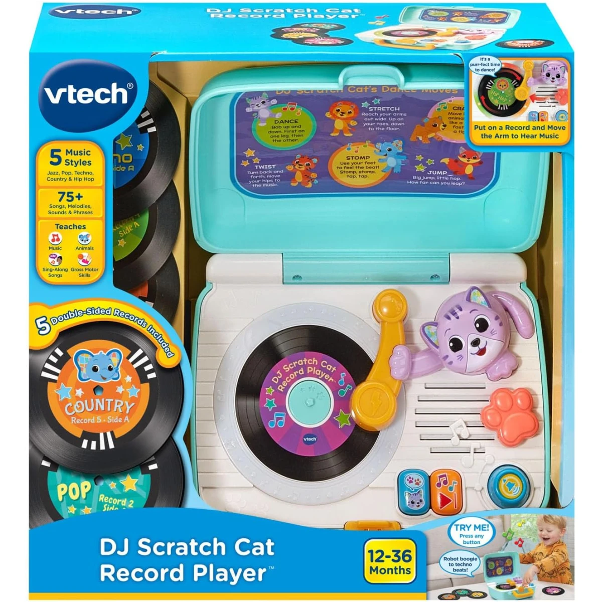 VTech DJ Scratch Cat Record Player – Interactive Music Toy