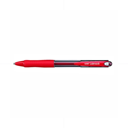 Uni-Ball Laknock Retractable Ballpoint Pen, 1.0mm Bold Tip, Red Ink, Smooth Free Flow Writing, Comfortable Grip, Made with 70% Recycled Materials