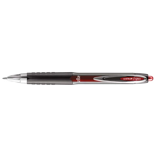 Uni-Ball Signo UMN207 Gel Pen, 0.4 mm Fine Tip, Red Ink, Smooth Writing, Translucent Barrel, Metal Clip, Precise Gel Rollerball Pen