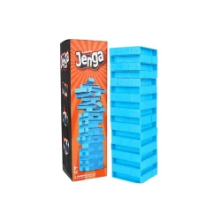 Classic Jenga, Ultimate Balance &amp; Tower-Building Game, Sturdy Wooden Blocks with Stacking Sleeve, Blue, Family Fun for Ages 6+