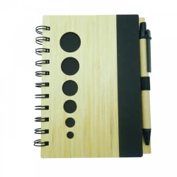Wooden Spiral Notebook with Pen Elegant Design Black color