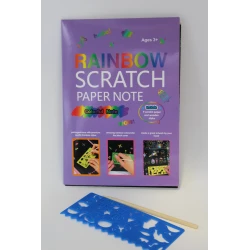 Rainbow Scratch Paper Note Art Pack for Kids, Creative Scratch Pad with Bamboo Stylus &amp; Stencil