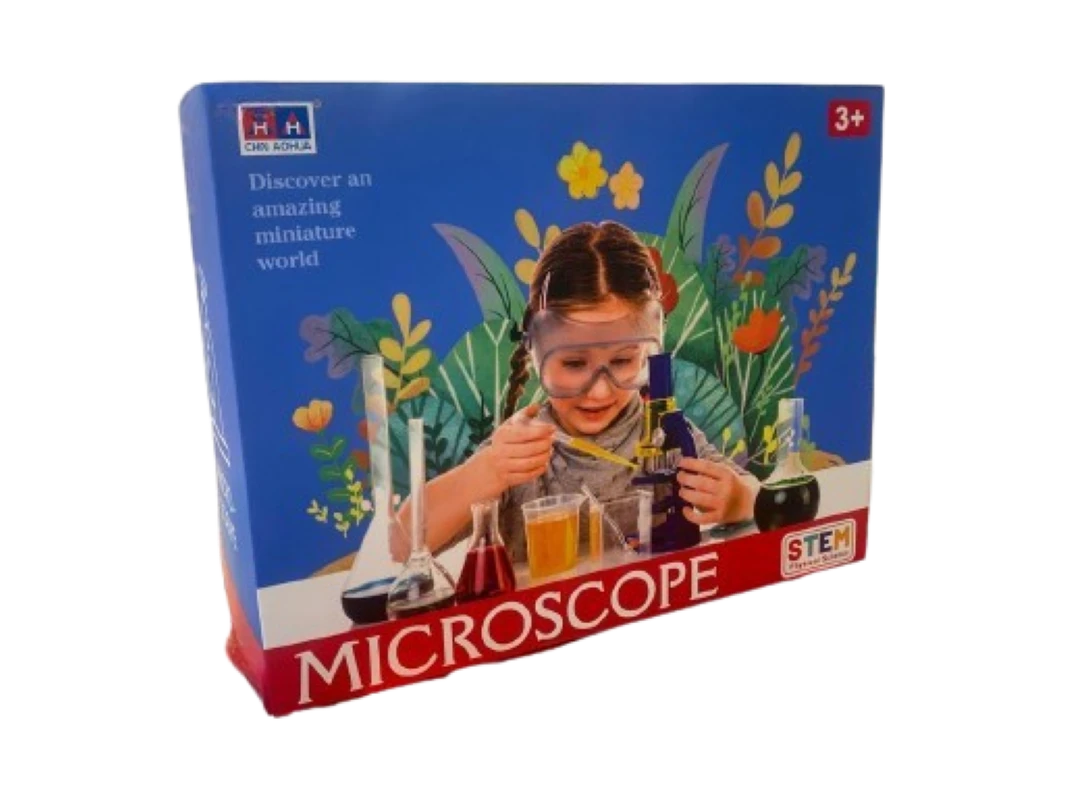 Dual Kids Microscope Science Kit, Includes 2 Microscopes, Magnifying Glass, Slides, Tools & Vials, STEM Learning Toy for Ages 3+, Safe Lightweight Plastic, Box Size: 27.6×8.5×24.2 cm
