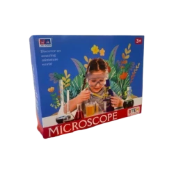 Dual Kids Microscope Science Kit, Includes 2 Microscopes, Magnifying Glass, Slides, Tools &amp; Vials, STEM Learning Toy for Ages 3+, Safe Lightweight Plastic, Box Size: 27.6×8.5×24.2 cm