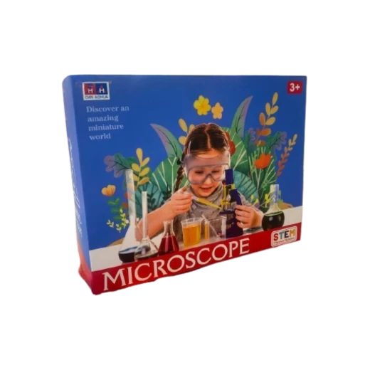 Dual Kids Microscope Science Kit, Includes 2 Microscopes, Magnifying Glass, Slides, Tools & Vials, STEM Learning Toy for Ages 3+, Safe Lightweight Plastic, Box Size: 27.6×8.5×24.2 cm