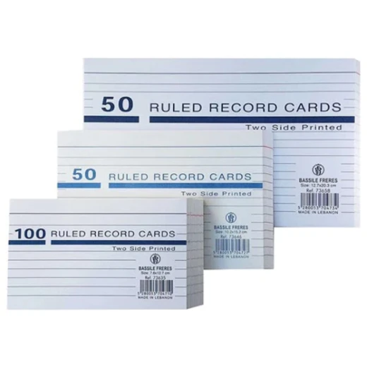 Bassile Frères Double-Sided Ruled Record Cards, 50 Cards, Size 10.2 × 15.2 cm, Bassile Frères Bassile Frères Double-Sided Ruled Record Cards, 50 Cards, Size 10.2 × 15.2 cm, Bassile Frères