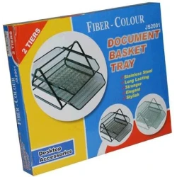 2-Tier Stainless Steel Document Basket Tray – Fiber-Colour – Model JS2001