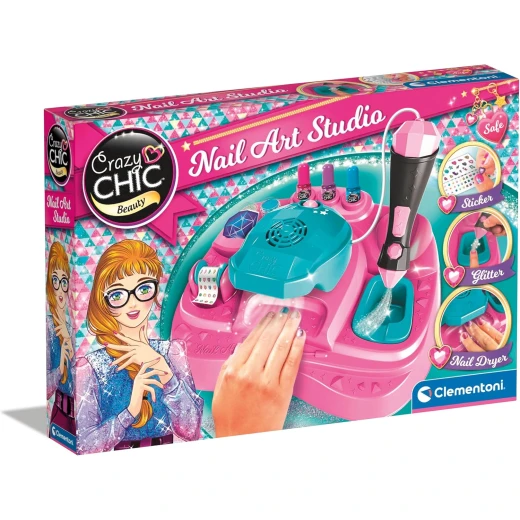 Clementoni – Crazy Chic Nail Art Studio – Includes Glitter Sprayer, Nail Polish Dryer, Stickers & Varnishes – Model 18730 – Made in Italy Clementoni – Crazy Chic Nail Art Studio – Includes Glitter Sprayer, Nail Polish Dryer, Stickers & Varnishes – Model 18730 – Made in Italy