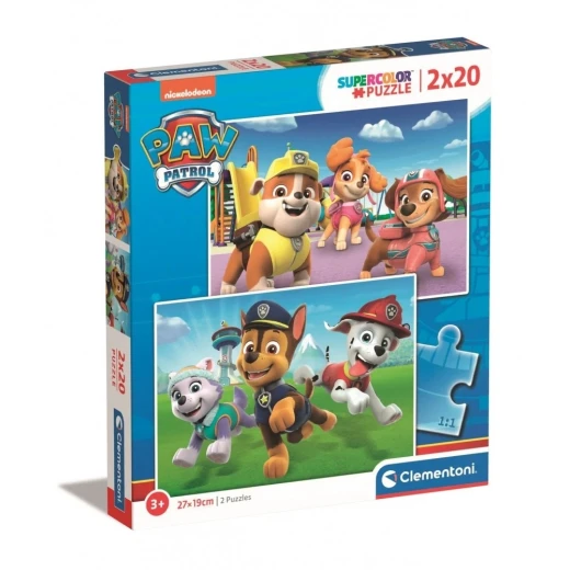 Clementoni – Paw Patrol Supercolor Puzzle – 2 × 20-Piece Jigsaw Set – Model 24800 – Made in Italy Clementoni – Paw Patrol Supercolor Puzzle – 2 × 20-Piece Jigsaw Set – Model 24800 – Made in Italy