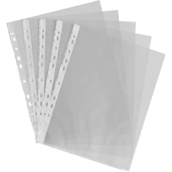 OBO Multi-Punched Sheet Protectors, 50 Pack ,A4 Clear &amp; Embossed Polypropylene Sleeves, Anti-Static, No Ink Lift, Fits All Ring Binders