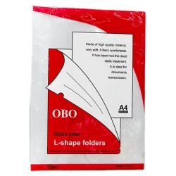 OBO 12-Pack Clear L-Shaped Document Folders, A4 Size, Anti-Static Coating, Fully Transparent for Easy Document Organization