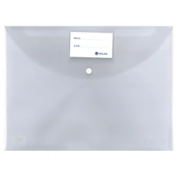 ATLAS Transparent Plastic Envelope Folder with Button Closure, A4 Size, Lightweight &amp; Portable Document Organizer for School and Office
