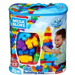 MEGA BLOKS  First Builders™ Big Building Bag – Blue Edition – 80-Piece Toddler Building Set – Model DCH63 – by Mattel