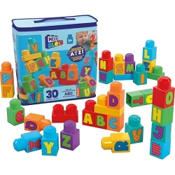 MEGA BLOKS ABC Building Bag – 30-Piece Alphabet Block Set for Toddlers – Model HRR60 – by Mattel